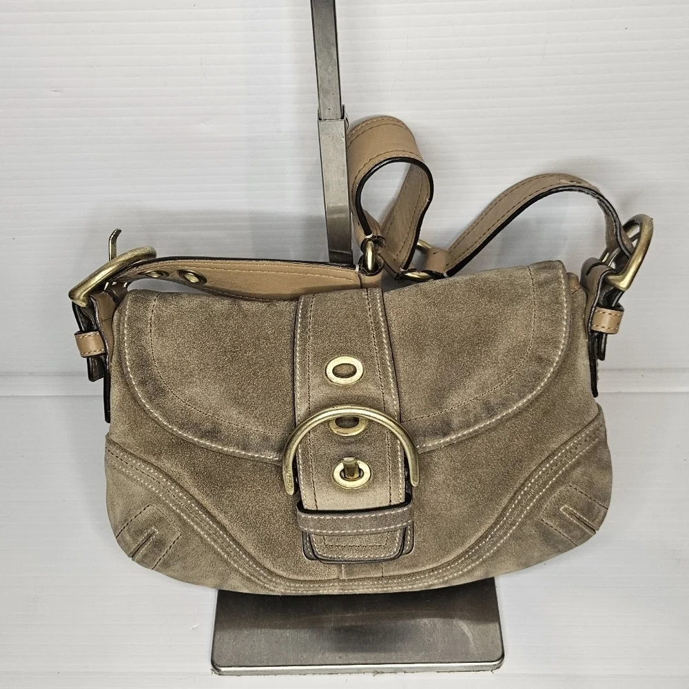 Vintage Coach Y2k Tan Suede Mini Soho Hobo Shoulder Bag #10189